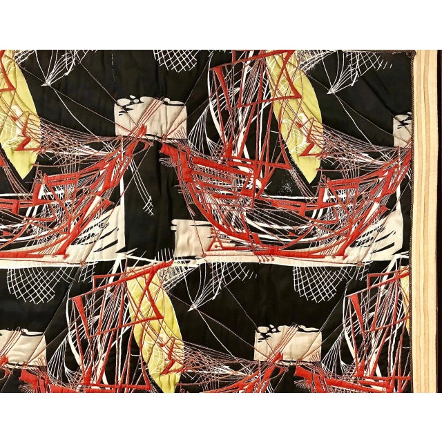 Italian Tapestry with Bamboo Rod, 1940s For Sale - Image 4 of 16