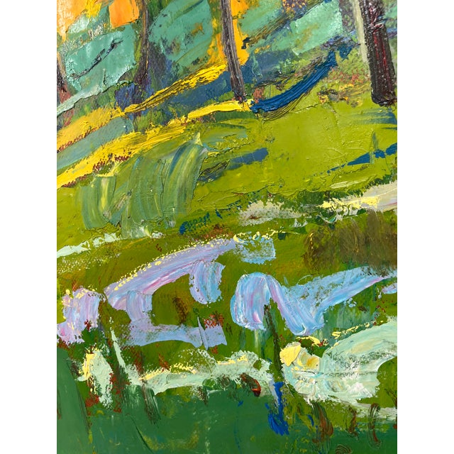 Wood Impressionistic Landscape Original Oil Painting For Sale - Image 7 of 12