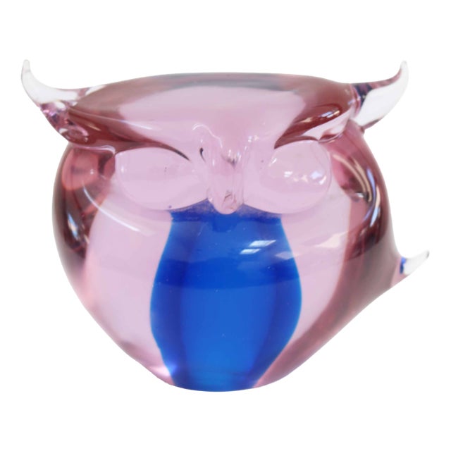 Sommerso Murano Glass Owl by Ermanno Nason for Cenedese, Italy, 1960s For Sale