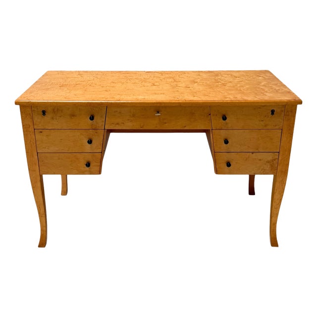 Art Deco Swedish Desk in Birdseye Maple, 1940s For Sale