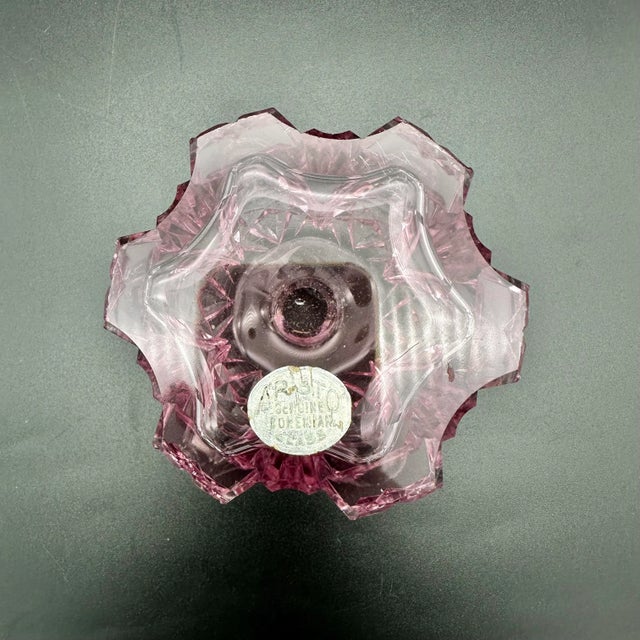 Violet Vintage Aristo Violet Winged Nymph With Flowers Bohemian Glass Perfume Bottle For Sale - Image 8 of 11