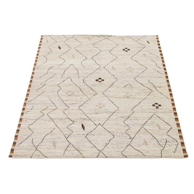 Elevate your space with this exquisite Modern Moroccan-style wool rug. Hand-woven from premium natural fibers, it features...