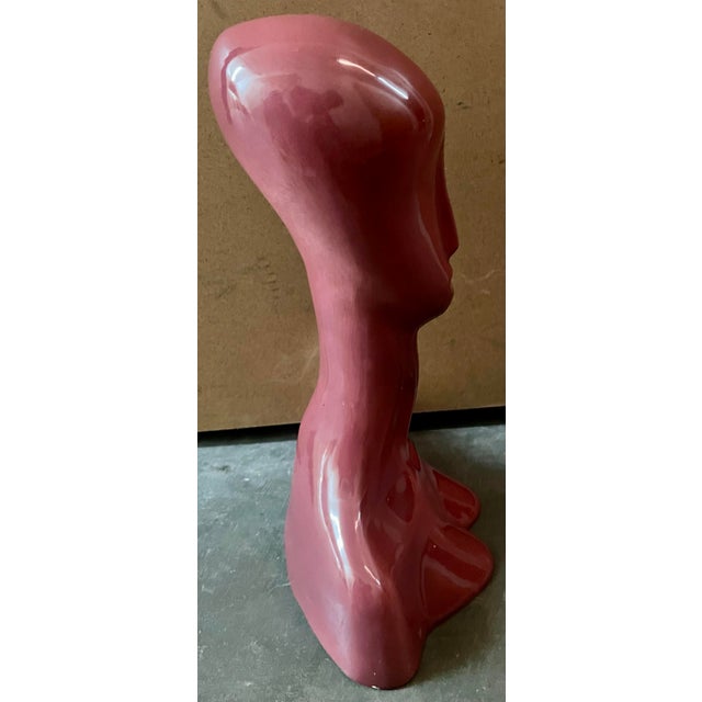 Modernist Rose Glazed Abstract Ceramic Bust Sculpture For Sale - Image 4 of 4