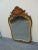 French style mirror , light yellow and antique gold gilt frame , detailed carving, Burl & inlaid floral bouquet on crest