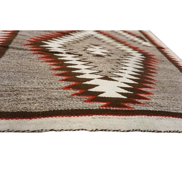 1920s Gray Antique Tribal Geometric Design Navajo Flat Woven Native American Rug For Sale - Image 9 of 9
