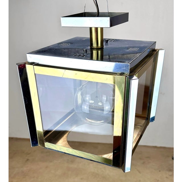 1960’s Mid Century Modern Sonneman Cube Chrome / Brass Ceiling Light Fixture For Sale - Image 9 of 12