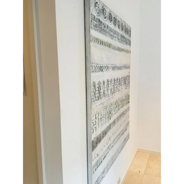 Craig Reheis Mid Century Modern Abstract Textured Cream Painting For Sale - Image 4 of 9