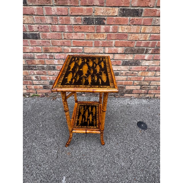 Goldenrod 19th Century English Bamboo Side Table For Sale - Image 8 of 8