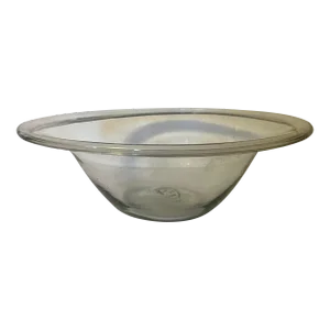 Antique 19th Century Blown Glass Bowl Dairy Cream Milk Pan With Rolled Lip and Rough Pontil