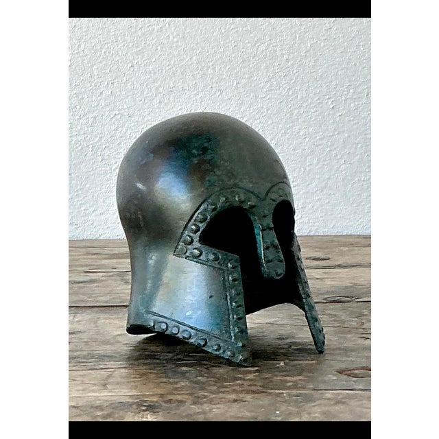 Vintage Patinated Corinthian Greek Helmet For Sale - Image 10 of 12
