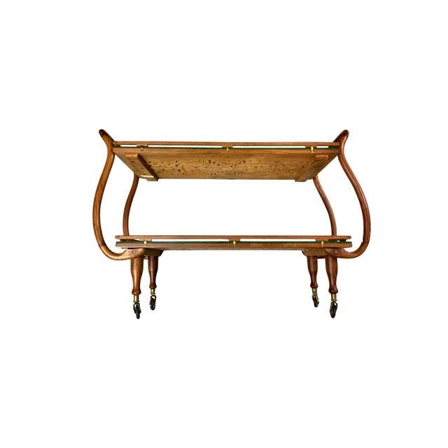 Late 20th Century Tea Cart Hand-Carved Wood Floral Design With Glass Top Vintage Asian Style For Sale In Tulsa - Image 6 of 10