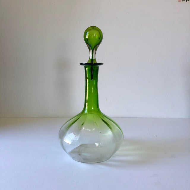 Antique Hand Blown Green Glass Decanters a Pair Chairish