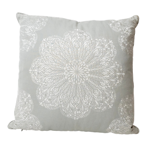 1990s Down Filled Pillow With SIlk Embroidered Sunburst