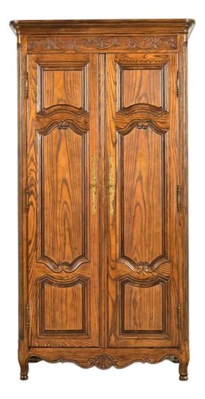 Baker Furniture French Provincial Louis XV Carved Oak Armoire Dresser or Linen Press, Circa 1960s