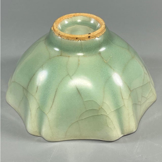 Antique Chinese Celadon Lobed Flower‑Shaped Bowl, Collectible Antique For Sale - Image 4 of 5