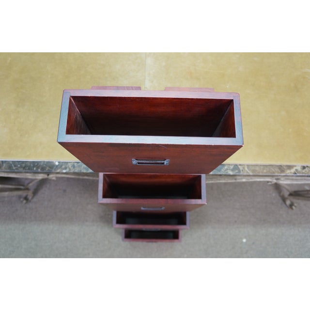 Vintage Oak 4 Tier Stacking Magazine Office Document File Holder Rack 46" For Sale - Image 4 of 13