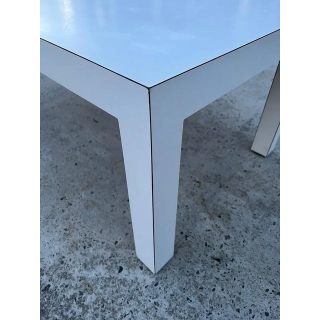 Mid-Century Modern White Laminate Parsons Table For Sale - Image 11 of 13