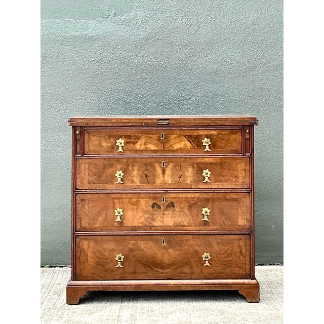 Vintage George 1 Walnut Flip Top Bachelors Chest For Sale In West Palm - Image 6 of 12