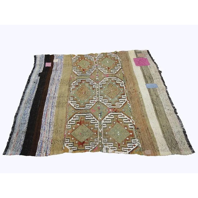 Traditional 1960s Vintage Turkish Kilim Rug- 4′9″ × 5′2″ For Sale - Image 3 of 7