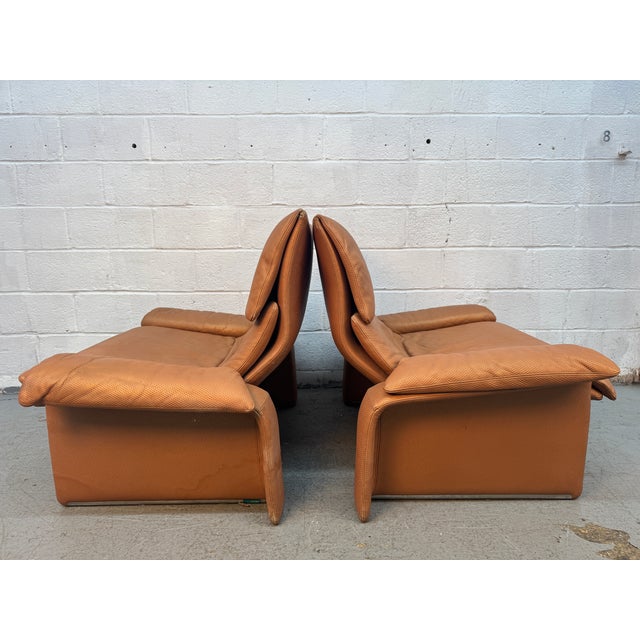 Mid 20th Century 1970s Leather Lounge Chairs Designed by Giovanni Offredi for Saporiti Italia For Sale - Image 5 of 18