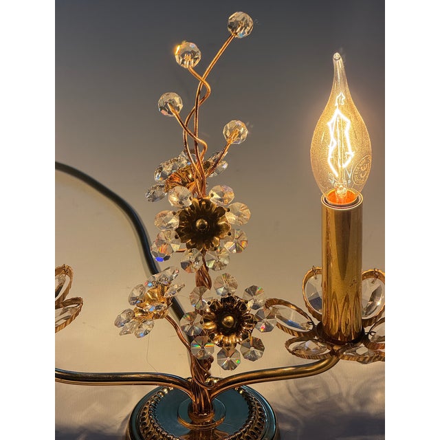 Vintage Brass Lead Crystal Table Lamp from Palwa, 1960s For Sale - Image 16 of 17