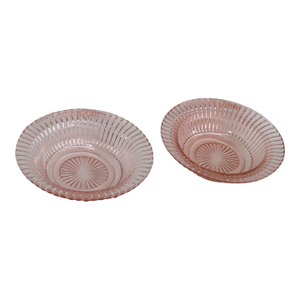 1930s Anchor Hocking Queen Mary Pair of 2 Dessert Bowls Pink Depression Glass