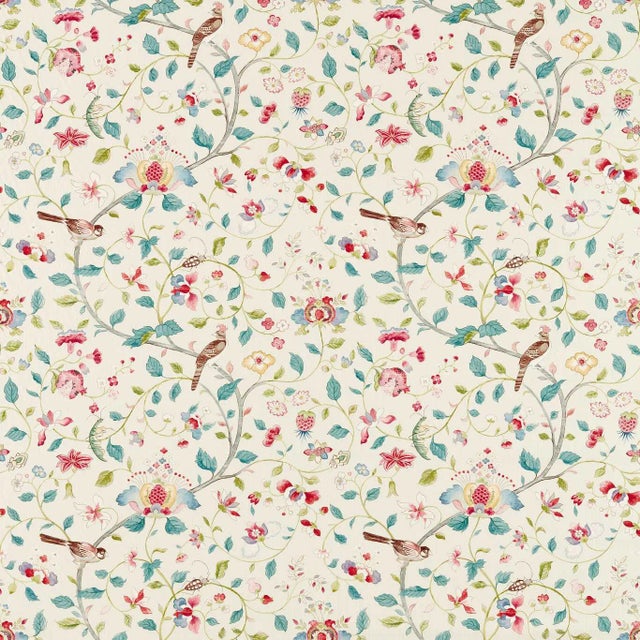 Sanderson Aril’s Garden Fabric in Blue Clay/Pink - a Sample For Sale