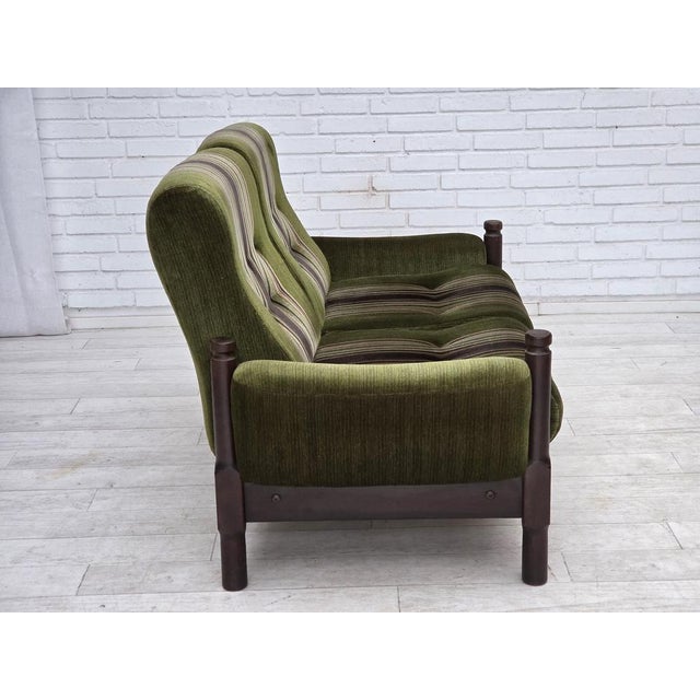 Vintage Scandinavian Two-Seater Sofa in Green Furniture Velour and Beech, 1970s For Sale - Image 11 of 18