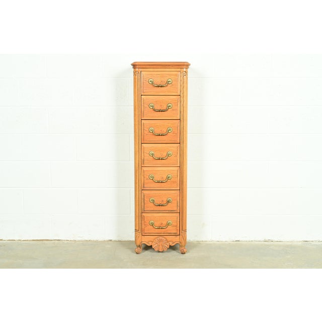 Hickory French Provincial Louis XV Carved Oak Lingerie Chest or Semainier For Sale - Image 14 of 14