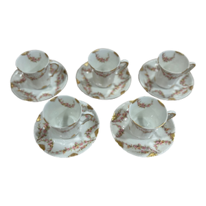 Theodore Haviland Limoges Porcelain Coffee Cup and Saucer Set- 10 Pieces