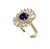 Art Deco Art Deco Style Blue Round Sapphire Baguette Diamond Halo 18k Rose Gold Ring, Size 7 For Sale - Image 3 of 11