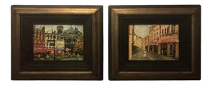 Parisian Street Scenes Oil on Canvas Painting Signed R. Roywilsens, a Pair 1970s