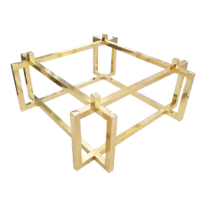 Vintage Large Brass Geometric Modern Mastercraft Style Coffee Table