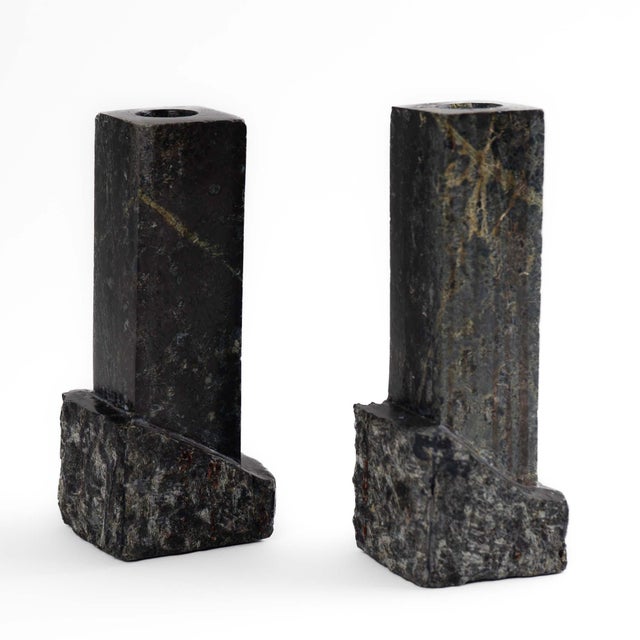 Mid-Century Modern Vintage Marble Sculptural Candleholders - A Pair For Sale - Image 3 of 12