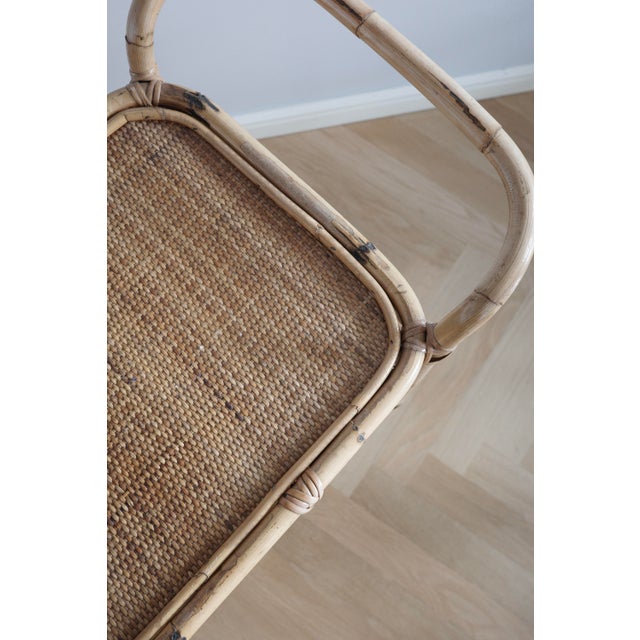 Wood Vintage Rattan and Bamboo Bar Cart, 1980s For Sale - Image 7 of 9