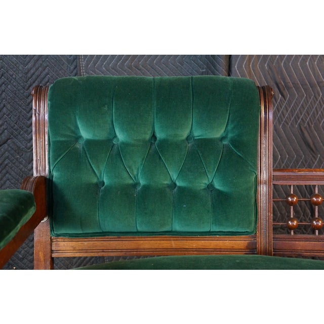 Antique Victorian Eastlake Walnut Ball & Stick Settee Loveseat Corner Chair 34" For Sale - Image 6 of 18
