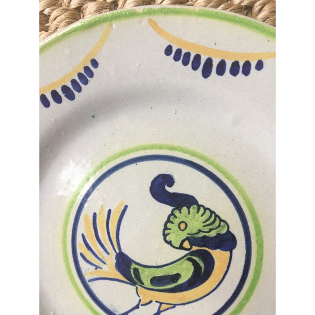 Early 20th Century Vintage French Faience Ceramic Cockatoo Plate For Sale - Image 5 of 8