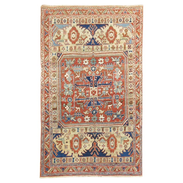 Orange 1920s Persian Heriz Accent Rug For Sale - Image 8 of 18