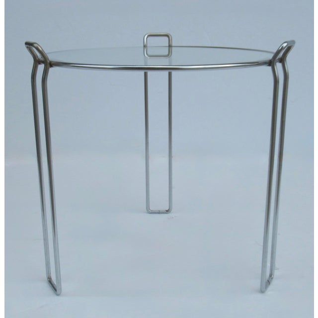 C1970's Saporiti Italia Polished Chrome Over Steel & Glass Stacking, Nesting Tables - Set of 3 For Sale - Image 10 of 18