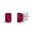 Immerse yourself in the timeless elegance of these stud earrings, each boasting a lustrous 6x4mm emerald-cut red ruby,...