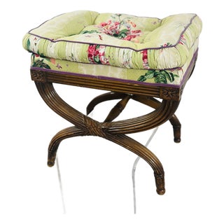 Vintage Floral Xbase Ottoman For Sale