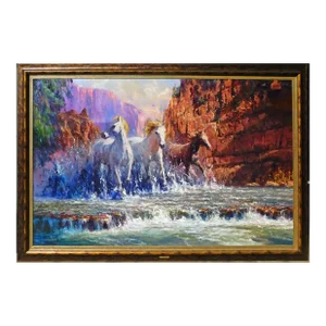 Robert Hagan"Canyon Fury" Original Oil Painting, Hand Signed Custom Framed