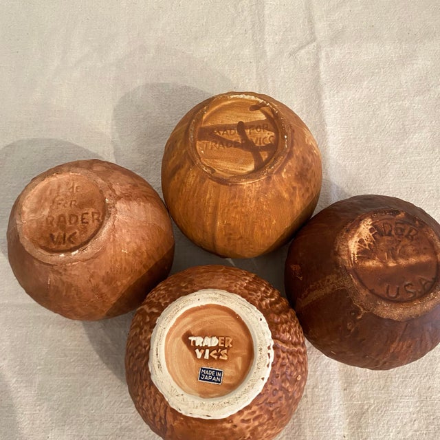 Trader Vics Tiki Coconut Cups - Set of 4 For Sale In Sacramento - Image 6 of 11