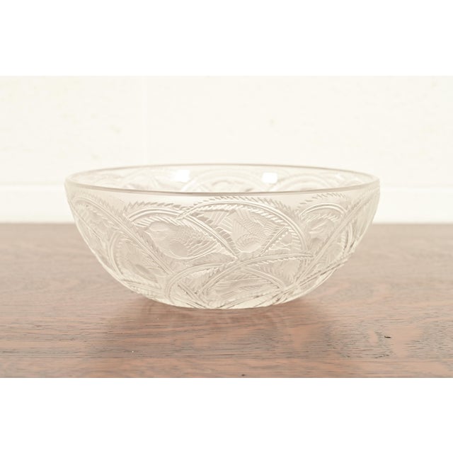 Lalique "Pinsons" Art Deco Frosted Crystal Glass Bowl For Sale - Image 10 of 10