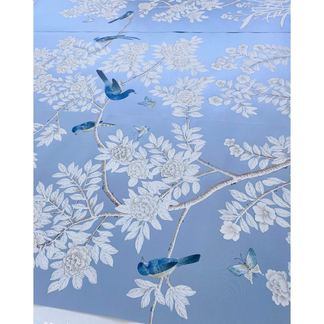Chinoiserie Hand-Painted Chinoiserie Wallpaper Panels - Set of 3 For Sale - Image 3 of 9
