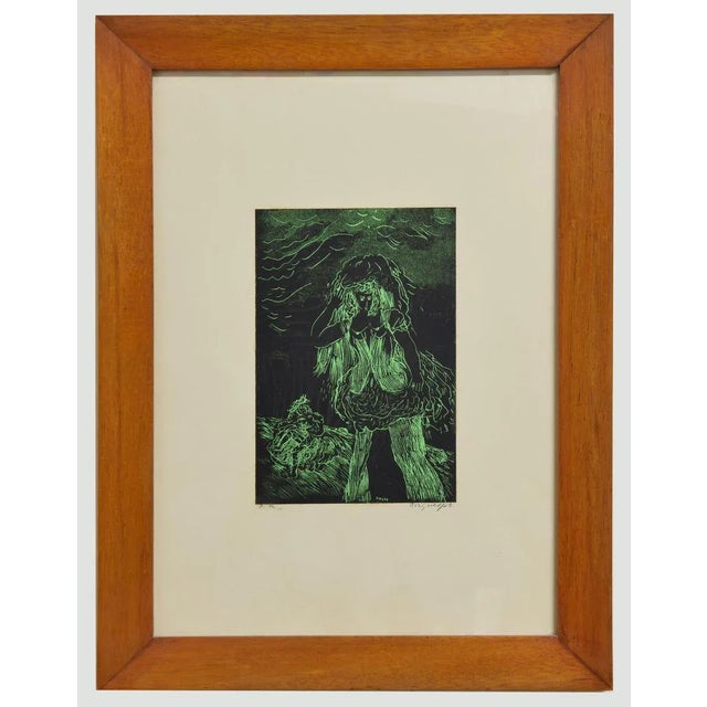 Image dimensions: 24.2 x 16 cm. Green Woman is an original xilograph realized by Guelfo Bianchini in 1959. The artwork is...