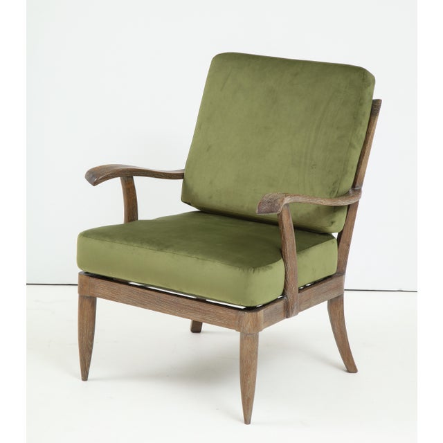 Greige French Mid-Century Cerused Oak Armchairs/ Lounge Chairs - a Pair For Sale - Image 8 of 11