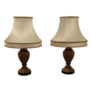 Turned Wooden Table Lamps, 1970s, Set of 2 For Sale