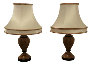 Turned Wooden Table Lamps, 1970s, Set of 2