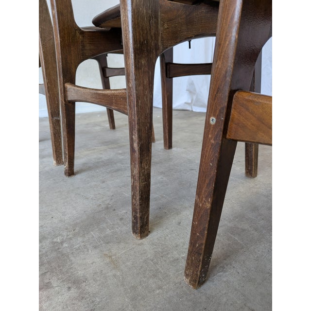 Vintage Wooden Dining Chairs with Brown Leather Seats, 1970s, Set of 3 For Sale - Image 11 of 18